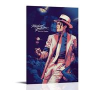 Michael Jackson King of Pop Sticker mural vintage sur toile murale pour salon, chambre d'enfant, dortoir, café, salle de bain, convient pour chambre à coucher, salle de sport, 30,5 x 45,7 cm