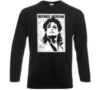Michael Jackson Signature T-shirt à manches longues King of Pop Legend Music, Noir , L