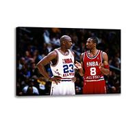 Michael Jordan et Kobe Bryant Poster Art Print All Star Game Wall Tableaux muraux sur toile pour salon avec cadre (50 x 70 cm)