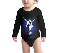 Michael King Jackson Combinaison bébé - Combinaison bébé à manches longues en coton au design rétro King of Pop, parfaite pour les petits fans de MJ 6 Months