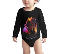 Michael King Jackson Combinaison bébé - Combinaison bébé à manches longues en coton au design rétro King of Pop, parfaite pour les petits fans de MJ 18 Months