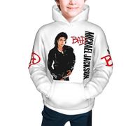 Michael King Jackson Sweat à capuche pour ados - Sweat à capuche classique King of Pop doux et confortable pour garçons et filles, sans cordon de serrage pour une tenue décontractée L(14-16)