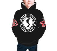 Michael King Jackson Sweat à capuche pour ados - Sweat à capuche classique King of Pop doux et confortable pour garçons et filles, sans cordon de serrage pour une tenue décontractée M(10-12)