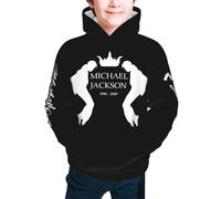 Michael King Jackson Sweat à capuche pour ados - Sweat à capuche classique King of Pop doux et confortable pour garçons et filles, sans cordon de serrage pour une tenue décontractée M(10-12)