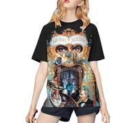 Michael King Jackson T-Shirt de Baseball pour Femme - T-Shirt élégant à Manches Courtes, vêtement de Fan du Roi de la Pop, Design rétro pour Les Fans de vêtements décontractés et de Concert Small