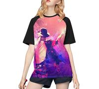 Michael King Jackson T-Shirt de Baseball pour Femme - T-Shirt élégant à Manches Courtes, vêtement de Fan du Roi de la Pop, Design rétro pour Les Fans de vêtements décontractés et de Concert Large