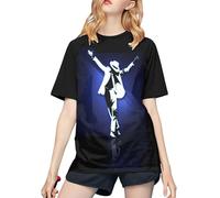 Michael King Jackson T-Shirt de Baseball pour Femme - T-Shirt élégant à Manches Courtes, vêtement de Fan du Roi de la Pop, Design rétro pour Les Fans de vêtements décontractés et de Concert Medium