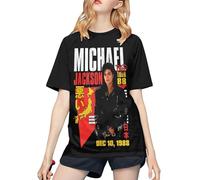 Michael King Jackson T-Shirt de Baseball pour Femme - T-Shirt élégant à Manches Courtes, vêtement de Fan du Roi de la Pop, Design rétro pour Les Fans de vêtements décontractés et de Concert Medium