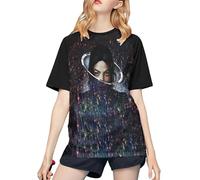 Michael King Jackson T-Shirt de Baseball pour Femme - T-Shirt élégant à Manches Courtes, vêtement de Fan du Roi de la Pop, Design rétro pour Les Fans de vêtements décontractés et de Concert X-Large