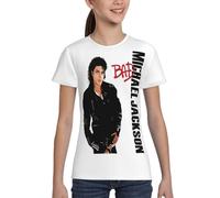 Michael King Jackson T-Shirt Ras du Cou pour Ados - T-Shirt imprimé icône de la Musique Vintage, Chemise décontractée en Coton Doux X-Large