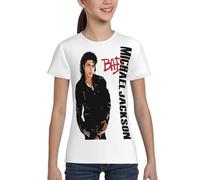 Michael King Jackson T-Shirt Ras du Cou pour Ados - T-Shirt imprimé icône de la Musique Vintage, Chemise décontractée en Coton Doux Large