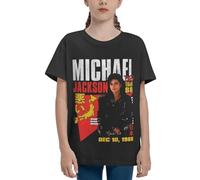 Michael King Jackson T-Shirt Ras du Cou pour Jeunes - T-Shirt à Manches Courtes avec icône Pop rétro pour Adolescents, Cadeau pour Les Fans de Musique Medium