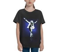 Michael King Jackson T-Shirt Ras du Cou pour Jeunes - T-Shirt à Manches Courtes avec icône Pop rétro pour Adolescents, Cadeau pour Les Fans de Musique X-Large