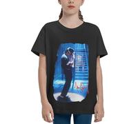 Michael King Jackson T-Shirt Ras du Cou pour Jeunes - T-Shirt à Manches Courtes avec icône Pop rétro pour Adolescents, Cadeau pour Les Fans de Musique X-Large
