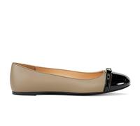 Michael Kors Ballerine Mandy en cuir beige avec pointe en peinture noire - 40F5MAFP1A 297 5, beige, 41 EU