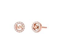 Michael Kors - Boucles d'oreilles à tige avec logo Premium Kors MK en argent sterling ton or rose pour femme, MKC1727CZ791