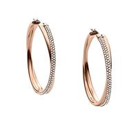 Michael Kors - Boucles d'oreilles créoles Brilliance en Acier Inoxydable Ton Or Rose avec Cristaux pour Femme MKJ3671791