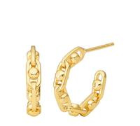 Michael Kors - Boucles d'oreilles créoles Premium Astor Link en argent sterling doré pour femme, MKC171100710