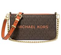 Michael Kors Bryant Small Convertible Crossbody Bag Sac à bandoulière pour femme Taille unique, Ferrures dorées/Signature avec passepoil Pop/Perforatrice orange, Taille unique