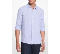 Michael Kors Classic Long Sleeve Linen Shirt In Chambray Blue Taille: M | Casual chemises Outlet | Homme | Blanche