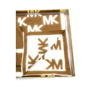 Michael Kors Ensemble : écharpe et bonnet pour femme - Écharpe d'hiver - Bonnet en laine - Bonnet d'hiver - Taille unique - Laine acrylique douce - Logo - Chapeau et écharpe pour femme - Marron-blanc