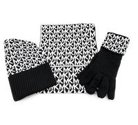 Michael Kors Ensemble femme Michael Kors Set I Écharpe/Bonnet/Gants Bonnet en laine, écharpe d'hiver, gants d'hiver SET, Noir , taille unique