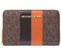 Michael Kors Étui à Cartes Jet Set SM Za pour Femme, matériel doré/Signature avec Rayures centrales/Perforation Orange, Taille Unique, Matériel doré/Signature avec Bande Centrale/poinçon Orange,
