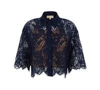 Michael Kors, Femme, Blouses et Chemises, Bleu, Taille: 38 FR Chemisier Court en Dentelle Florale Côtelée