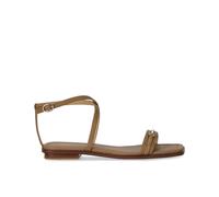 Michael Kors, Femme, Chaussures, Beige, Taille: 37 EU Sandale Plate Lena en Cuir Taupe