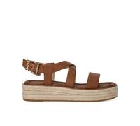 Michael Kors, Femme, Chaussures, Brun, Taille: 39 1/2 EU Lynn Leather Platform Espadrille Sandal