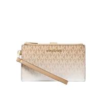 Michael Kors Grand portefeuille à double fermeture éclair avec dragonne, gris, Cosse, Large