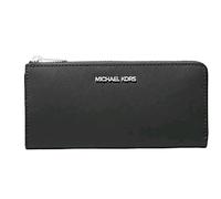 Michael Kors Grand portefeuille en cuir avec fermeture éclair 1/4 Noir, noir, Portefeuille