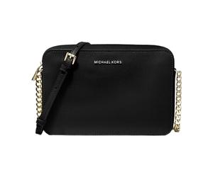 MICHAEL KORS Grand sac à bandoulière Jet Set en cuir saffiano - Noir