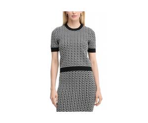 Michael Kors - Jacquard SS Crew Top - Femme - Pulls - Noir - Taille: 38 FR