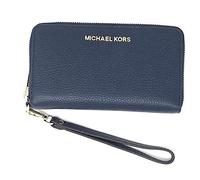 Michael Kors Jet Set Travel Large Flat Multifunction Phone Case Wristlet Pebble Leather