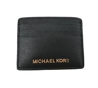 Michael Kors Jet Set Travel Large ID Card Holder Saffiano Leather Black/Gold …