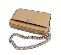Michael Kors Jet Set Travel MD ZA Card Chain Portefeuille Beige Cuir