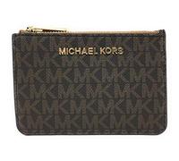 Michael Kors Jet Set Travel Petite Pochette zippée avec Porte-Carte d'identité - Sergé Enduit de PVC, Marron et Gland, Taille Unique, Sergé, Marron et Gland, Taille Unique, Sergé