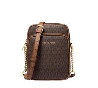 Michael Kors Jet Set Travel Signature PVC Medium Logo Chain Crossbody Flight Bag (Brown)