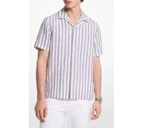 Michael Kors Linen Bold Stripe Short Sleeve Shirt Taille: S | Casual chemises Outlet | Homme | Blanc