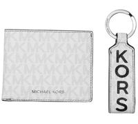 Michael Kors Malone Coffret cadeau portefeuille fin et porte-clés, Blanc brillant, taille unique