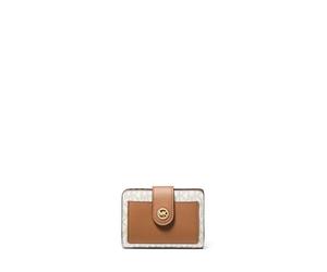 Michael Kors MK Charm Petit portefeuille compact avec languette, Vanille/gland, taille unique