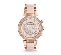 Michael Kors Montre Parker pour Femme, Mouvement chronographe à Quartz avec Bracelet en Acier Inoxydable ou en PVC