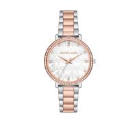 Michael Kors Montre Quartz Femme 38.00mm avec Cadran Argent analogique et Bracelet en Bracelet en Acier Two-Tone Rose MK4667