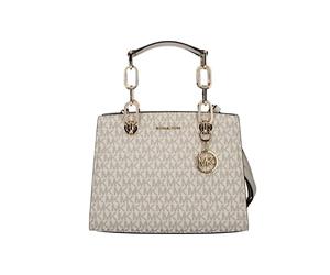 MICHAEL KORS Petit sac Satchel Cynthia avec logos et chaîne dorée couleur vanille, vanille, S