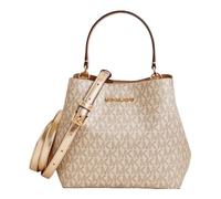 Michael Kors Pratt Small Bucket Messenger Sac à bandoulière pour femme - Pale Gold, PVC & cuir, détails dorés, bandoulière réglable