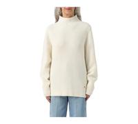 Michael Kors - Pull Ras du Cou Côtelé en Laine Mérinos - Femme - Pulls - Beige - Taille: 40 FR