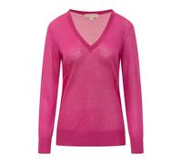 Michael Kors - Pull Rose à Col en V avec Détails Côtelés - Femme - Pulls - Rose - Taille: 38 FR
