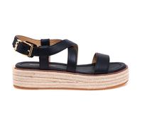 Michael Kors - Sandale Espadrille Plate en Cuir Lynn - Femme - Chaussures - Noir - Taille: 38 EU