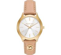 Michael Kors Slim Runway Watch pour Femme, 38 mm, Mouvement à Quartz à Trois Aiguilles avec Bracelet en Cuir, Rose Fard à Joues, 38 mm
